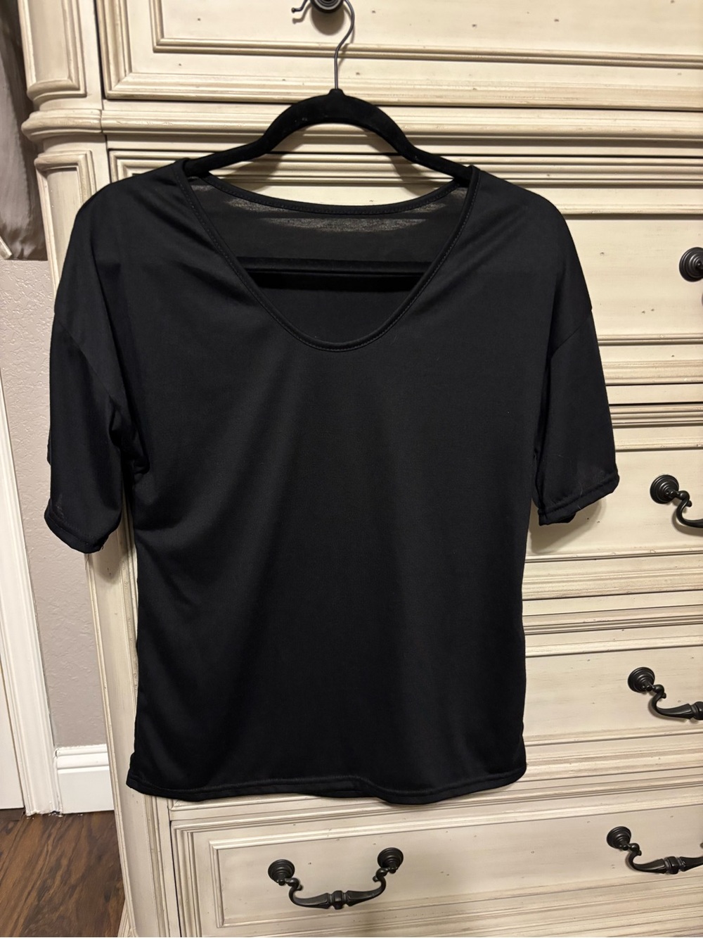Black Short-Sleeve Women's Top